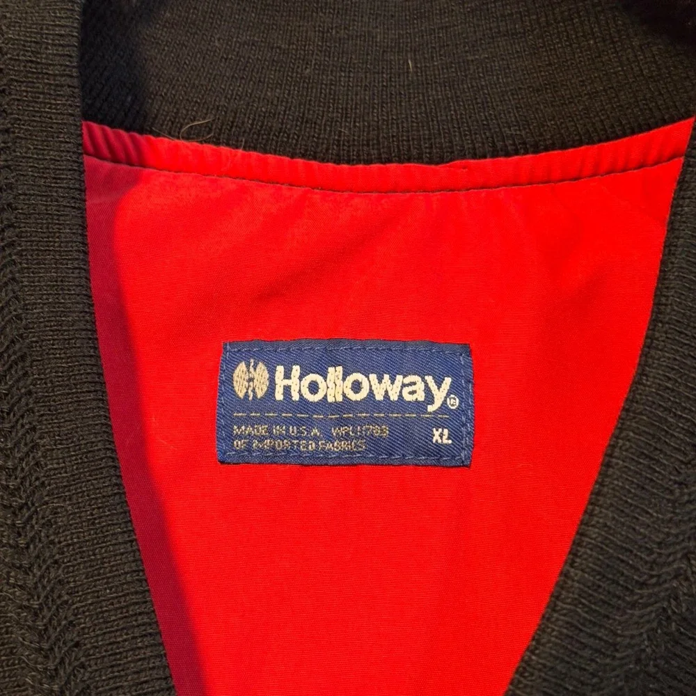 VTG Holloway CAT Caterpillar Windbreaker V-Neck Pullover Jacket Mens XL Black